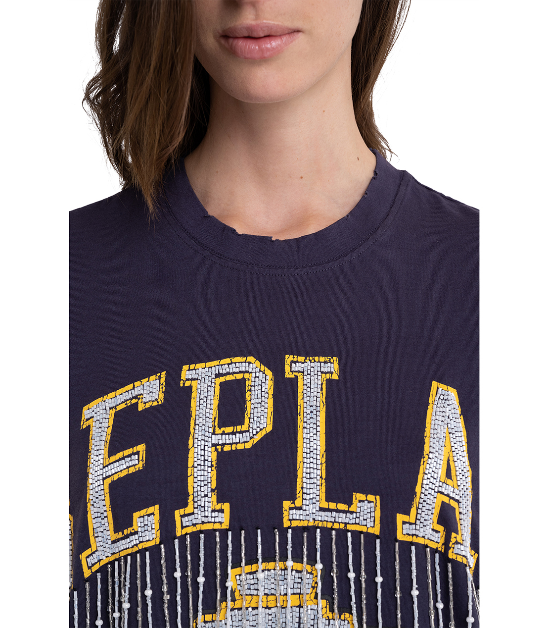 コットンジャージーフリンジ付きカジュアルドレス 詳細画像 ダークパープル 5